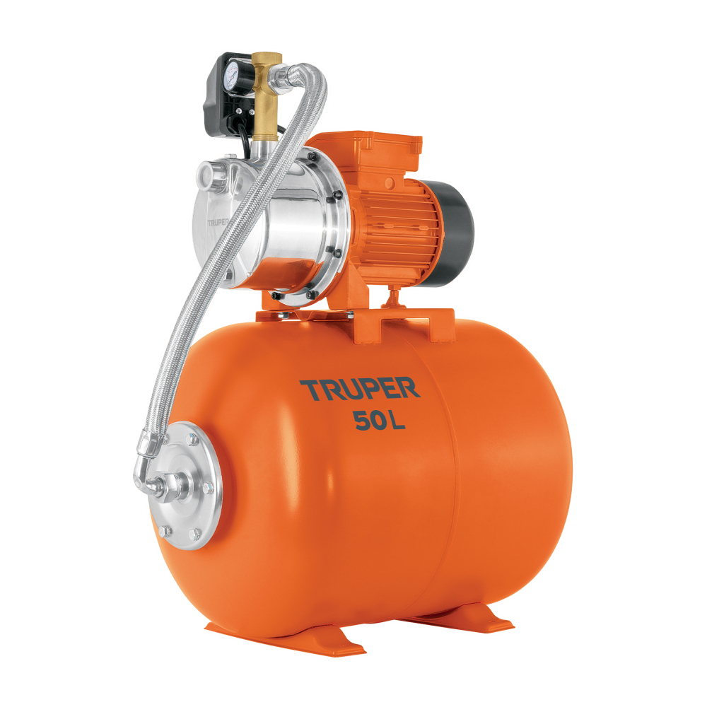 Equipo hidroneumático 50L, jet inoxidable 1 HP, TRUPER HIDR-1X50