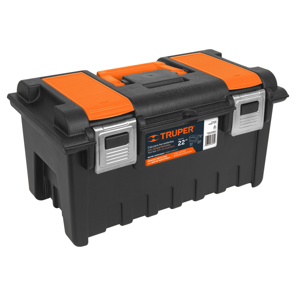 Caja p/herramienta 22' c/compartimentos y broches metálicos CHA-22S