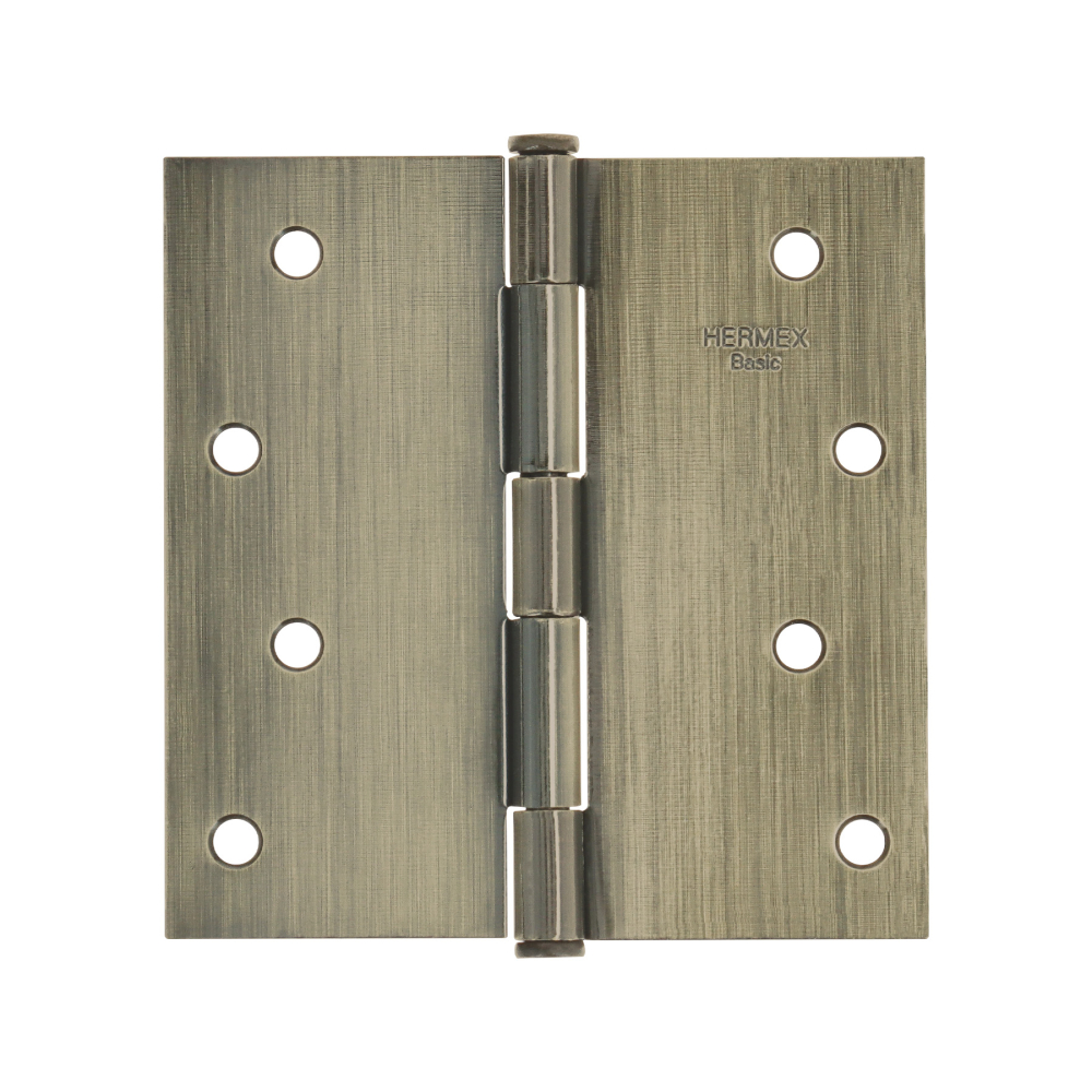 Bisagra cuadrada 4', latón antiguo, cabeza plana, BASIC BC-402PP