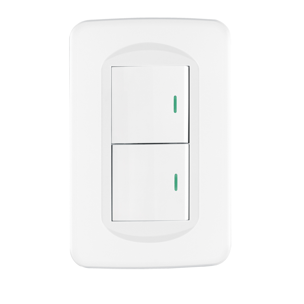 Placa armada 2 interruptores 1.5 módulos, Toledo, BASIC PA-APDO15-TB