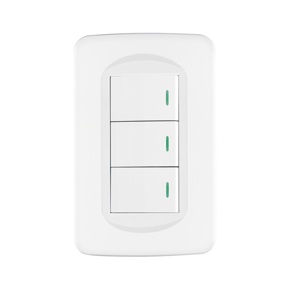 Placa armada 3 interruptores 1 módulo, Toledo, BASIC PA-APTR-TB