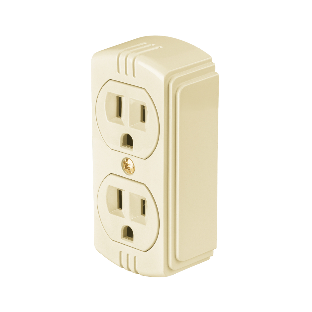 Contacto de sobreponer dúplex 2 polos+tierra, granel, BASIC COSO-DAB