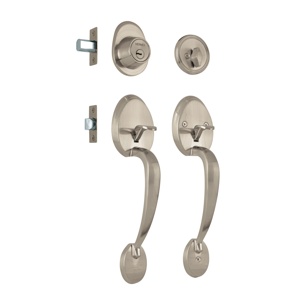 Doble jaladera, Lugo llave-mariposa, Níquel Satín, HERMEX CEP-41JJ