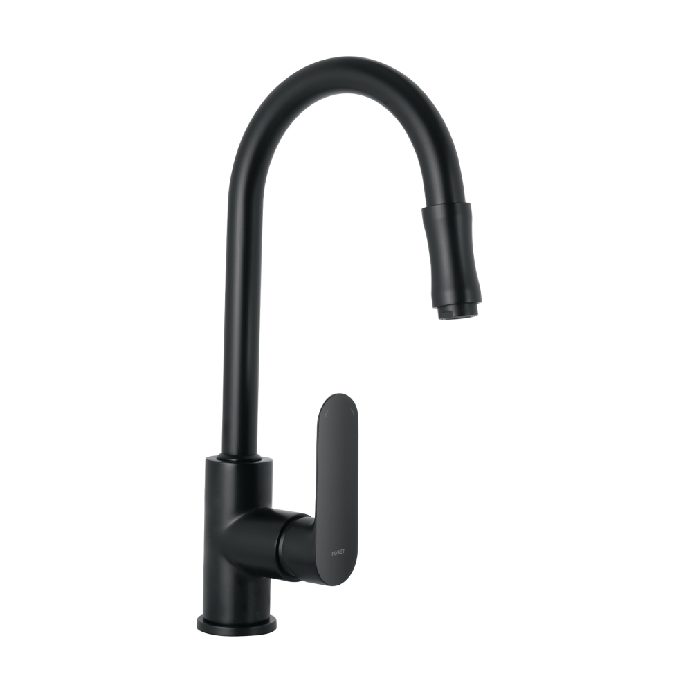 Monomando retráctil para fregadero, negro, FOSET RIVIERA RIM-82M