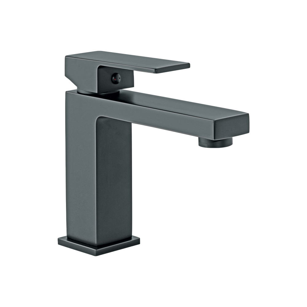 Monomando corto para lavabo, negro, FOSET KUBO KUM-45M