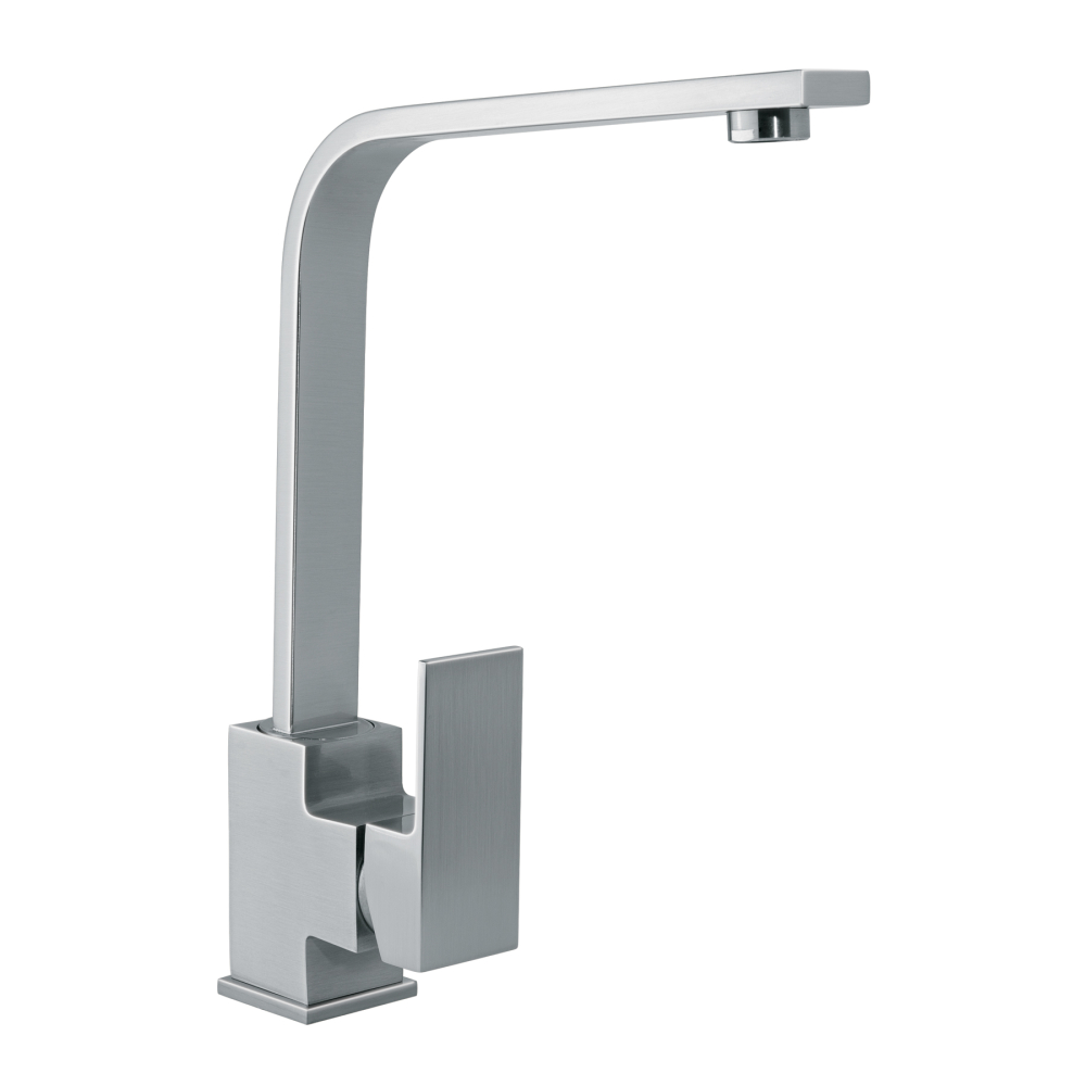 Monomando cuello alto para fregadero, satín, FOSET KUBO KUF-83N