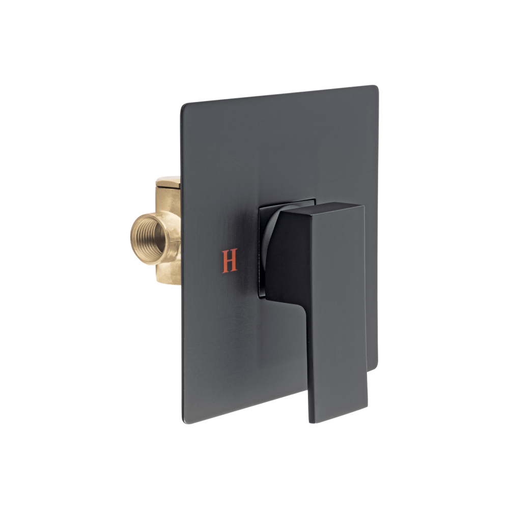 Monomando para regadera sin desviador, negro, FOSET KUBO KUM-71M