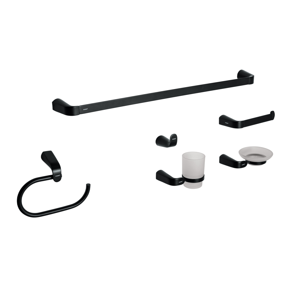 Juego de 6 accesorios para baño, negro, FOSET RIVIERA RIA-7000M