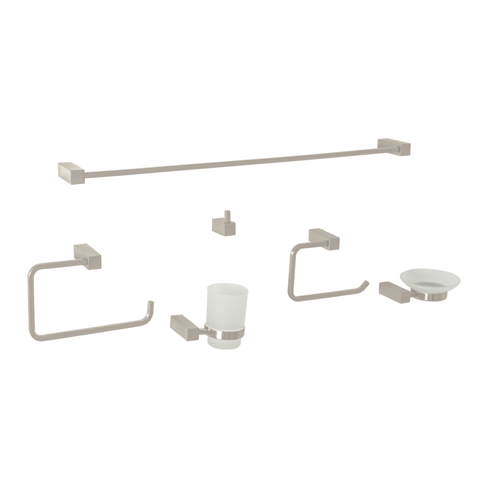 Juego de 6 accesorios para baño, satín, FOSET KUBO KUA-7000N