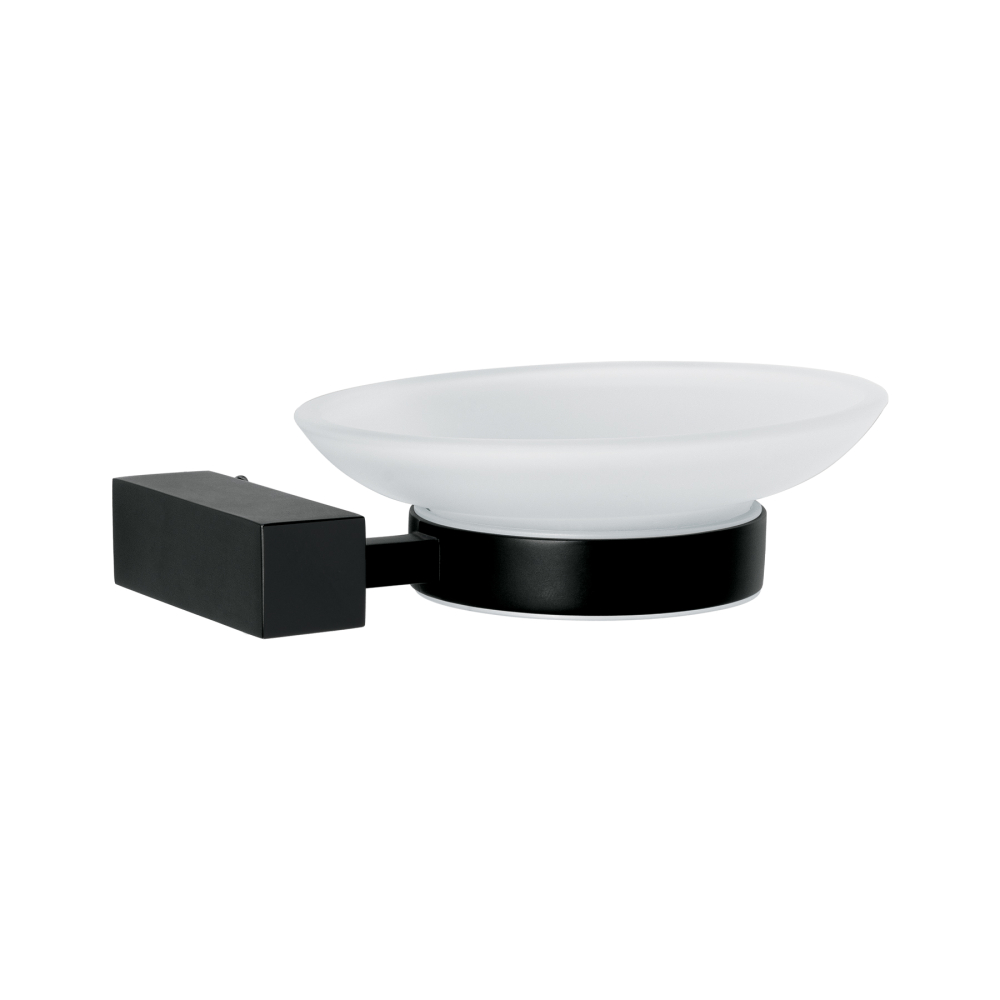 Jabonera con plato de vidrio, negro, FOSET KUBO KUA-74M