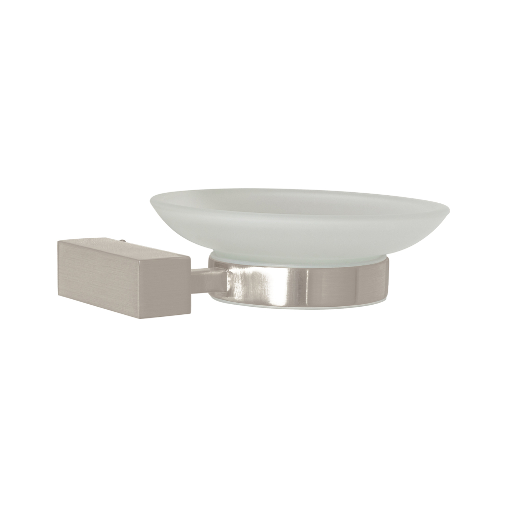 Jabonera con plato de vidrio, satín, FOSET KUBO KUA-74N