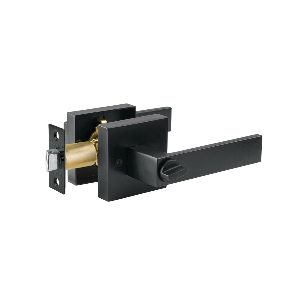 Cerradura manija 'Módena' p/baño, negro mate, HERMEX CEMA-26B