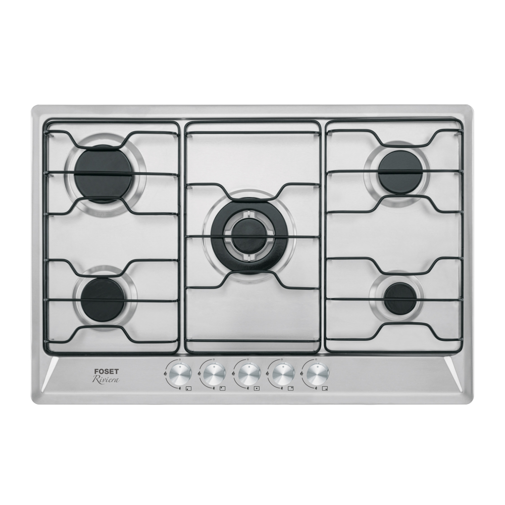Parrilla gas empotrar 76 cm, 5 quemadores, esmalte, FOSET PAE-5F
