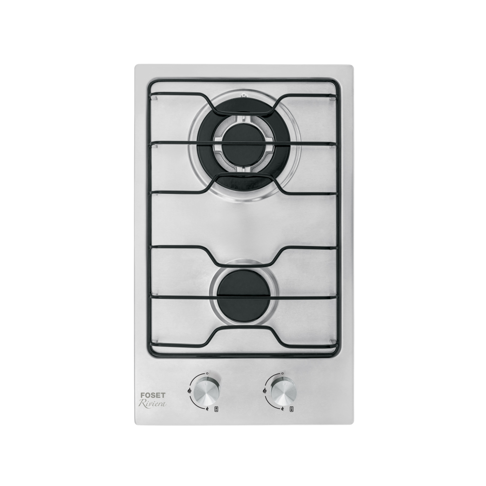 Parrilla gas empotrable 30cm, 2 quem, inox, esmalte, FOSET PAE-2F