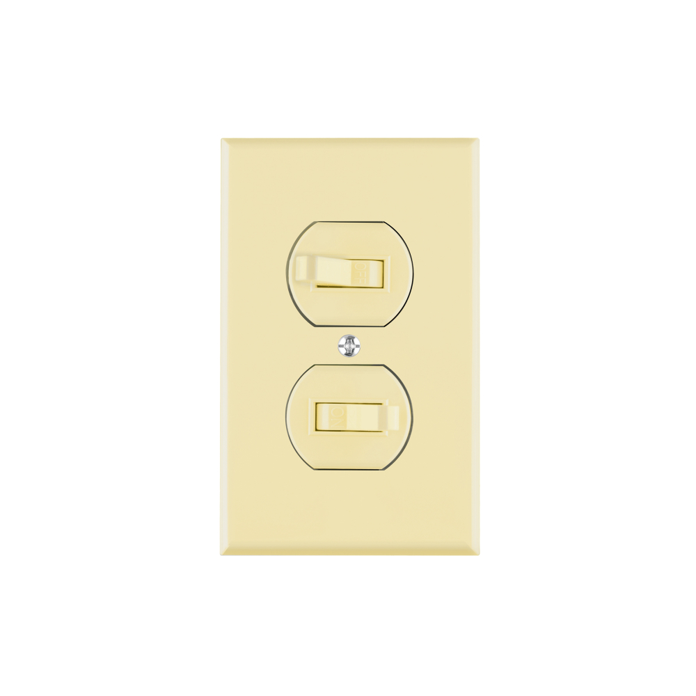 Placa armada 2 interruptores sencillo, línea Standard,marfil PA-APDO-S