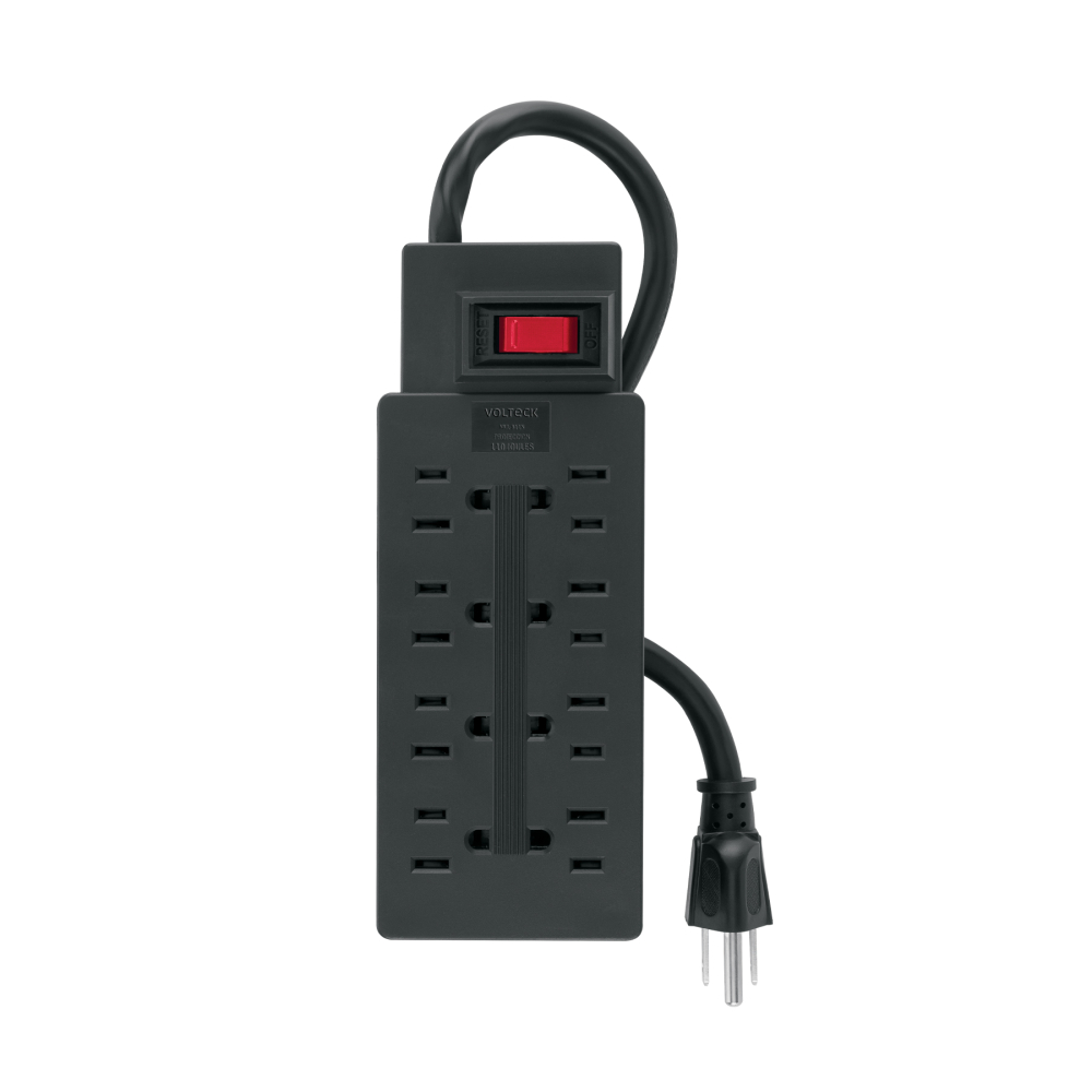 Multicontacto uso rudo 8 entradas sup. de picos 460 J, negro MUL-811N