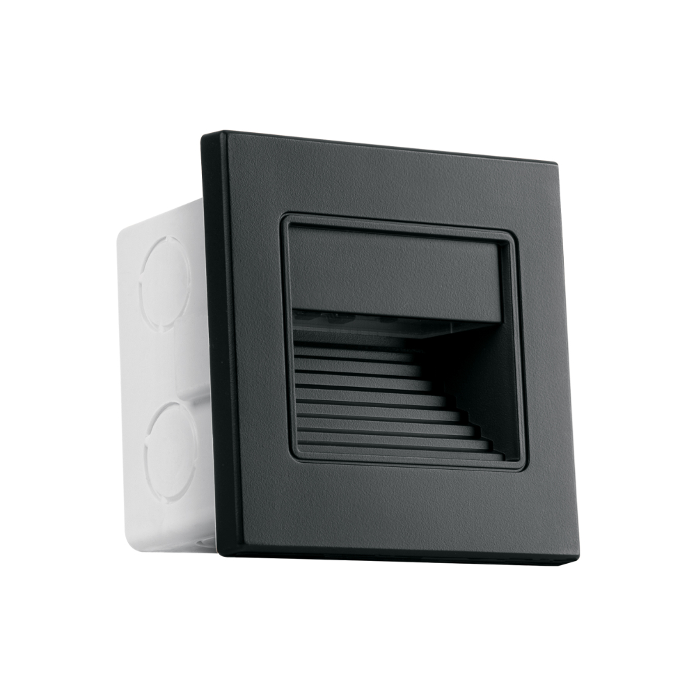 Luminario LED empotrable de cortesía 1 W, luz cálida, negro EMP-701L