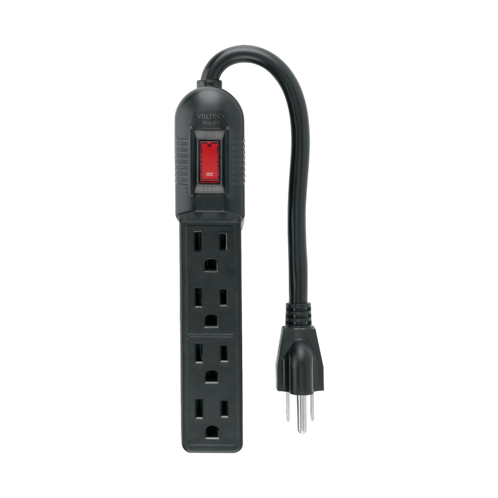 Multicontacto económico 4 entradas, negro, VOLTECK MUL-4EN