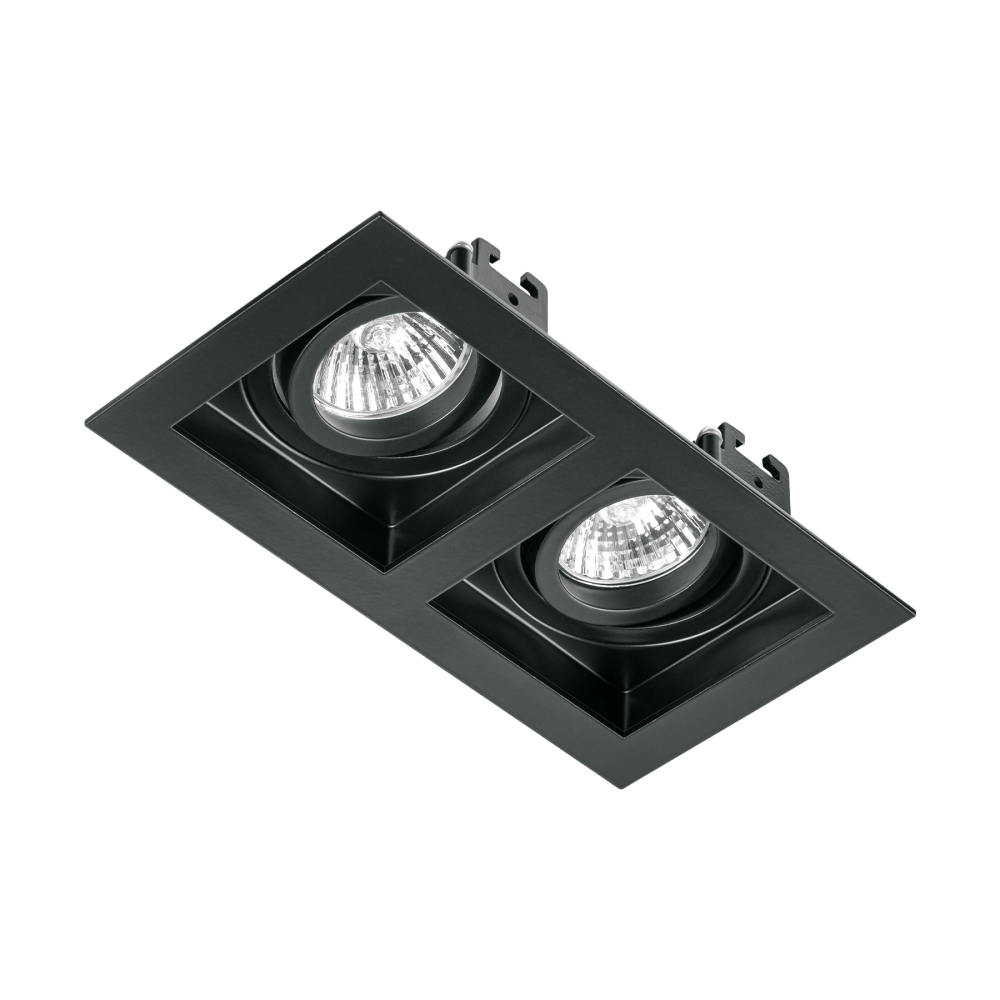 Luminario empotrable con 2 spots dirigibles, negro, VOLTECK EMP-721S