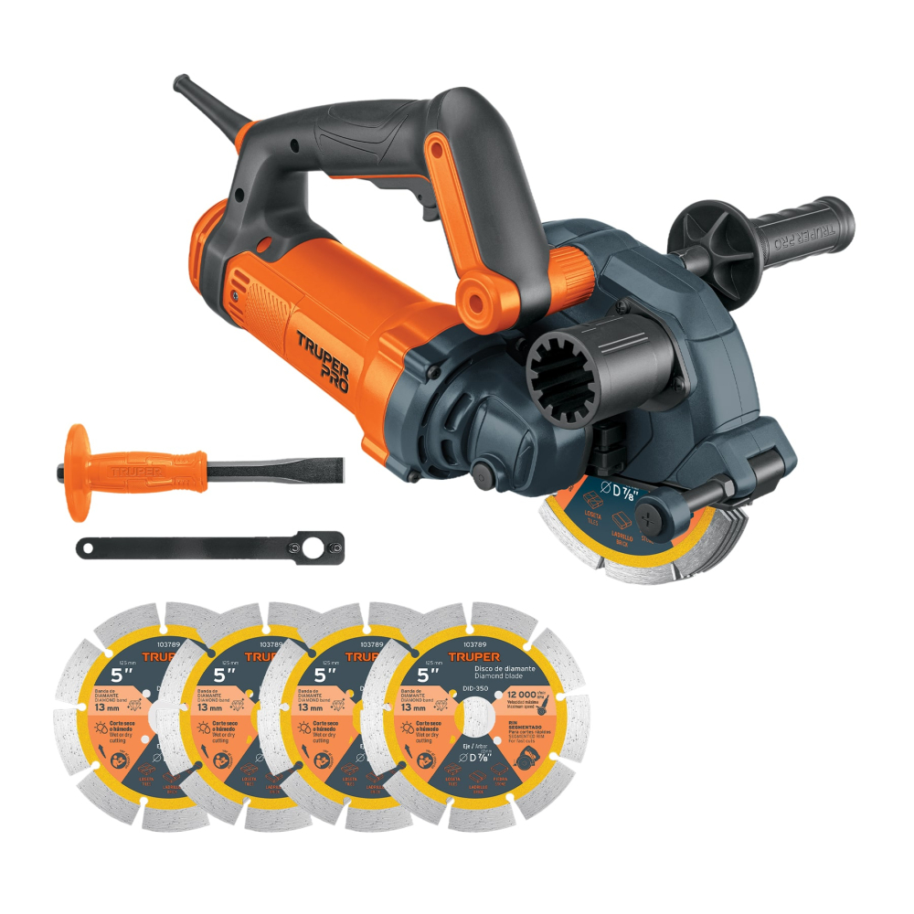 Sierra ranuradora de concreto 5', 1500 W, TRUPER PRO SIRC-5