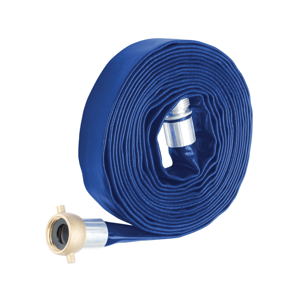 Rollo de manguera plana 1' x 7.5m de descarga con conexiones M17DC