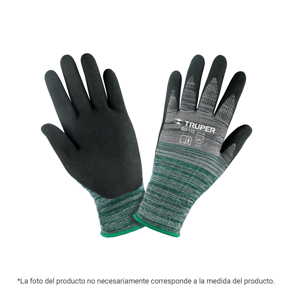 Guantes de nylon recubiertos de nitrilo arenoso, XCH, TRUPER GU-130