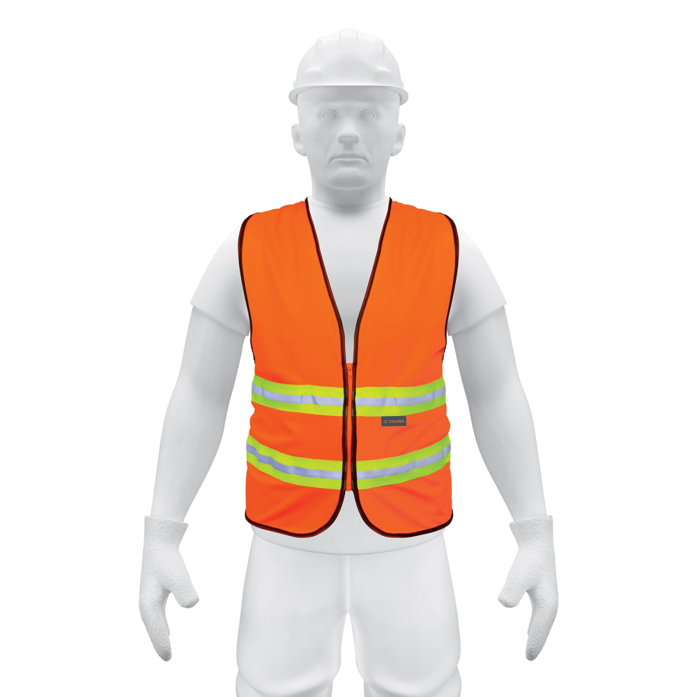 Chaleco de seguridad naranja alta visibilidad con cierre CHS-600N