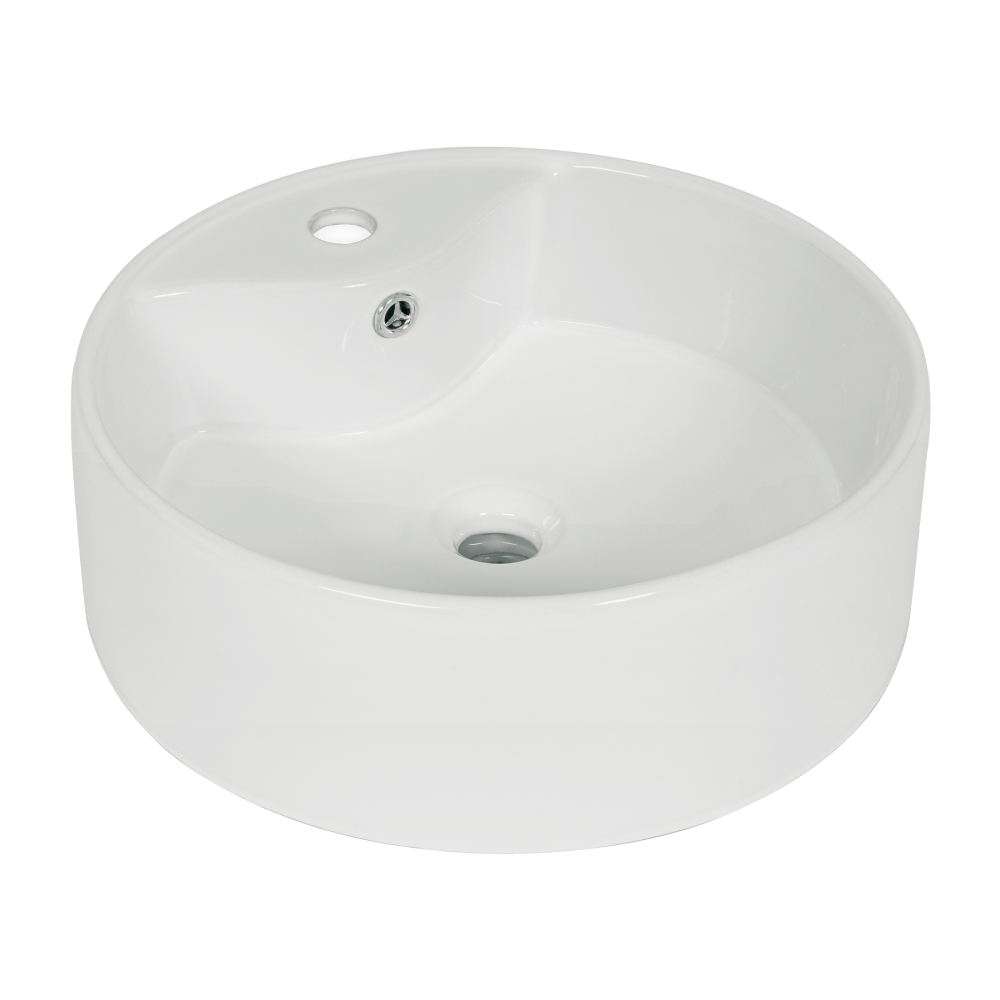Lavabo de porcelana de sobreponer redondo, blanco, FOSET MUBA-11B