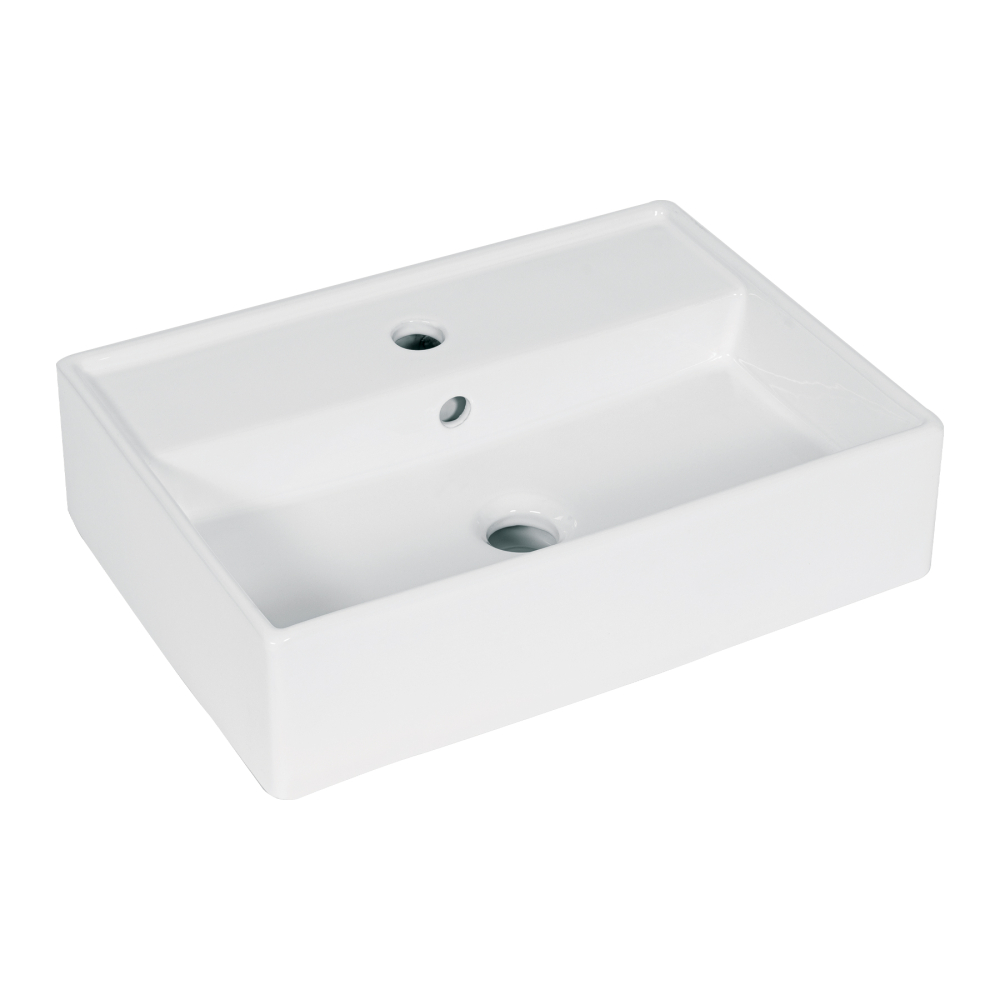 Lavabo de porcelana de sobreponer rectangular, blanco, FOSET MUBA-12B
