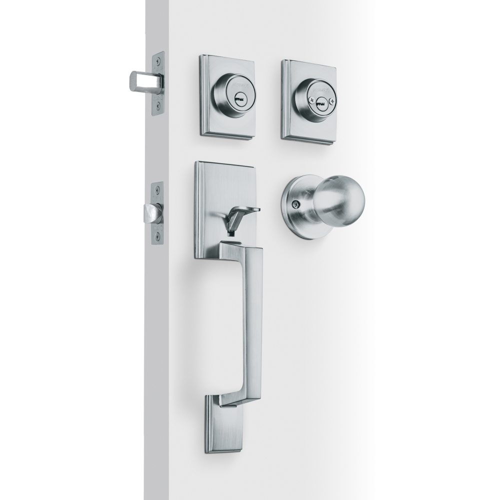 Jaladera, perilla y cerrojo llave-llave 'Porto', cromo CEP-32PJC