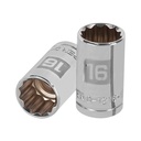 Dado de 16 mm, 12 puntas, cuadro 1/2', TRUPER D-1216-EM