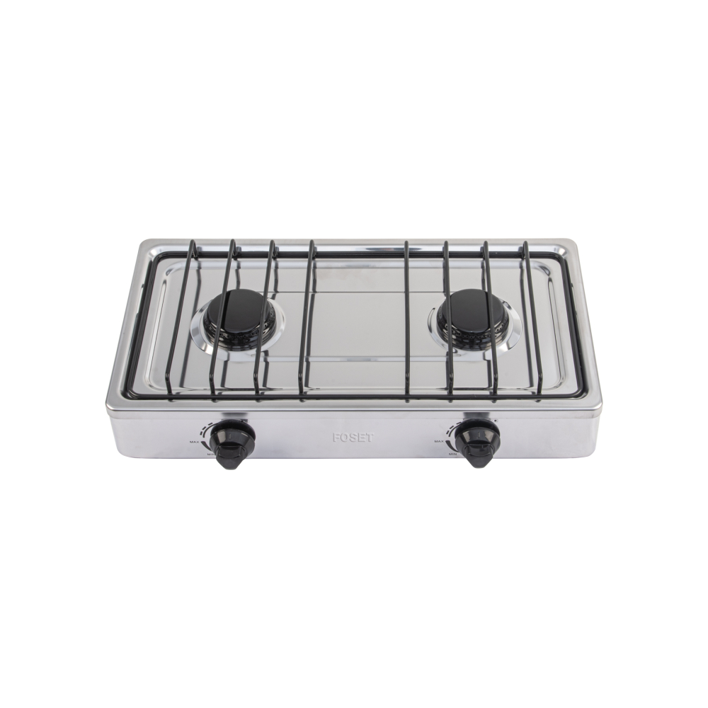 Parrilla gas sobreponer,56.5 cm,2 quemadores,inoxidable,AERO PAGA-2XA