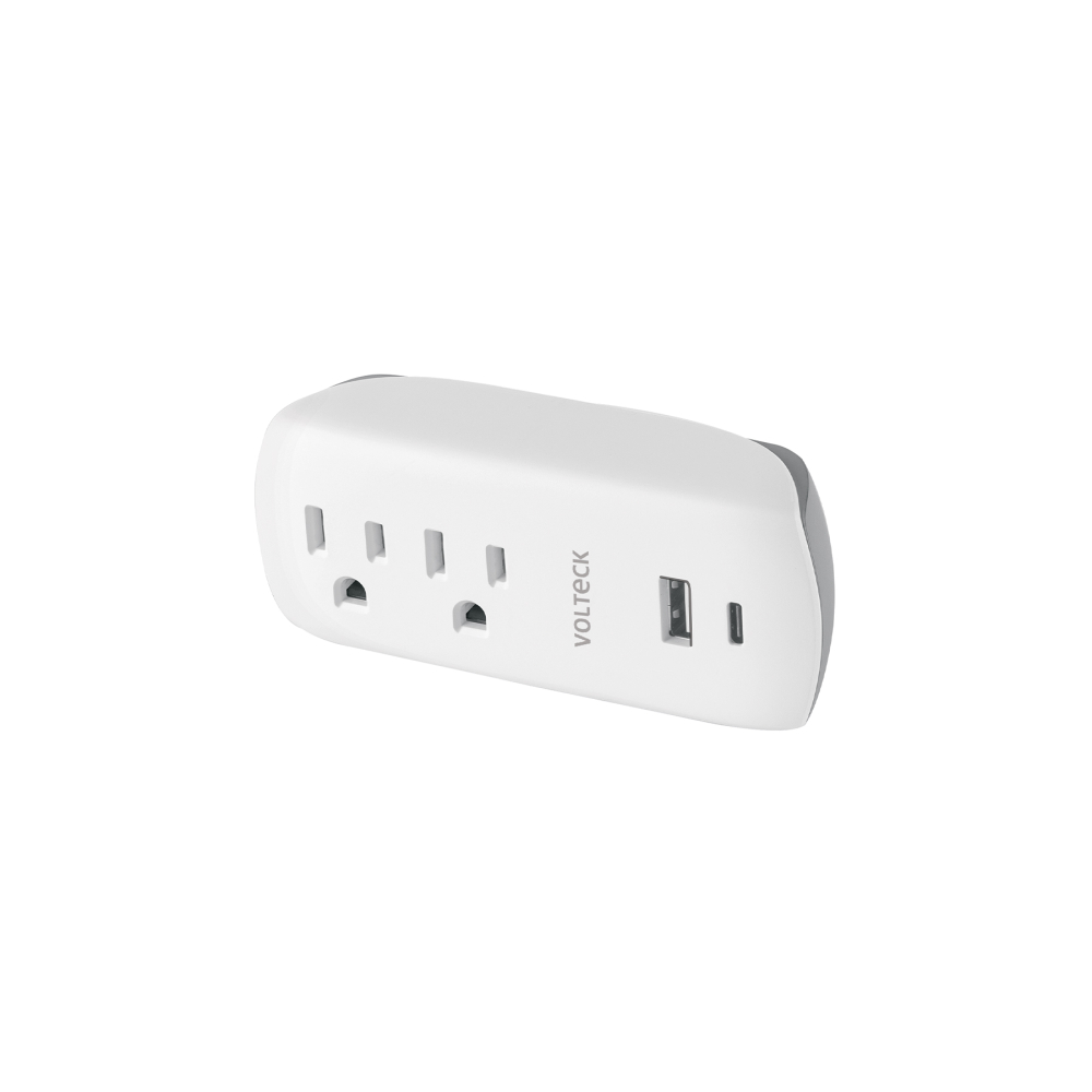 Multicontacto de pared, 2 contactos y 2 USB A+C, VOLTECK MUL-202U