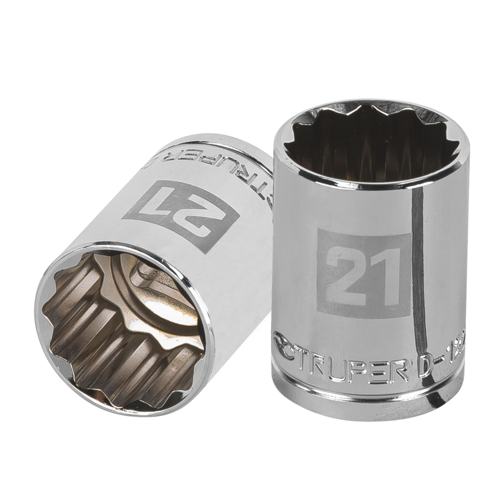 Dado de 21 mm, 12 puntas, cuadro 1/2', TRUPER D-1221-EM