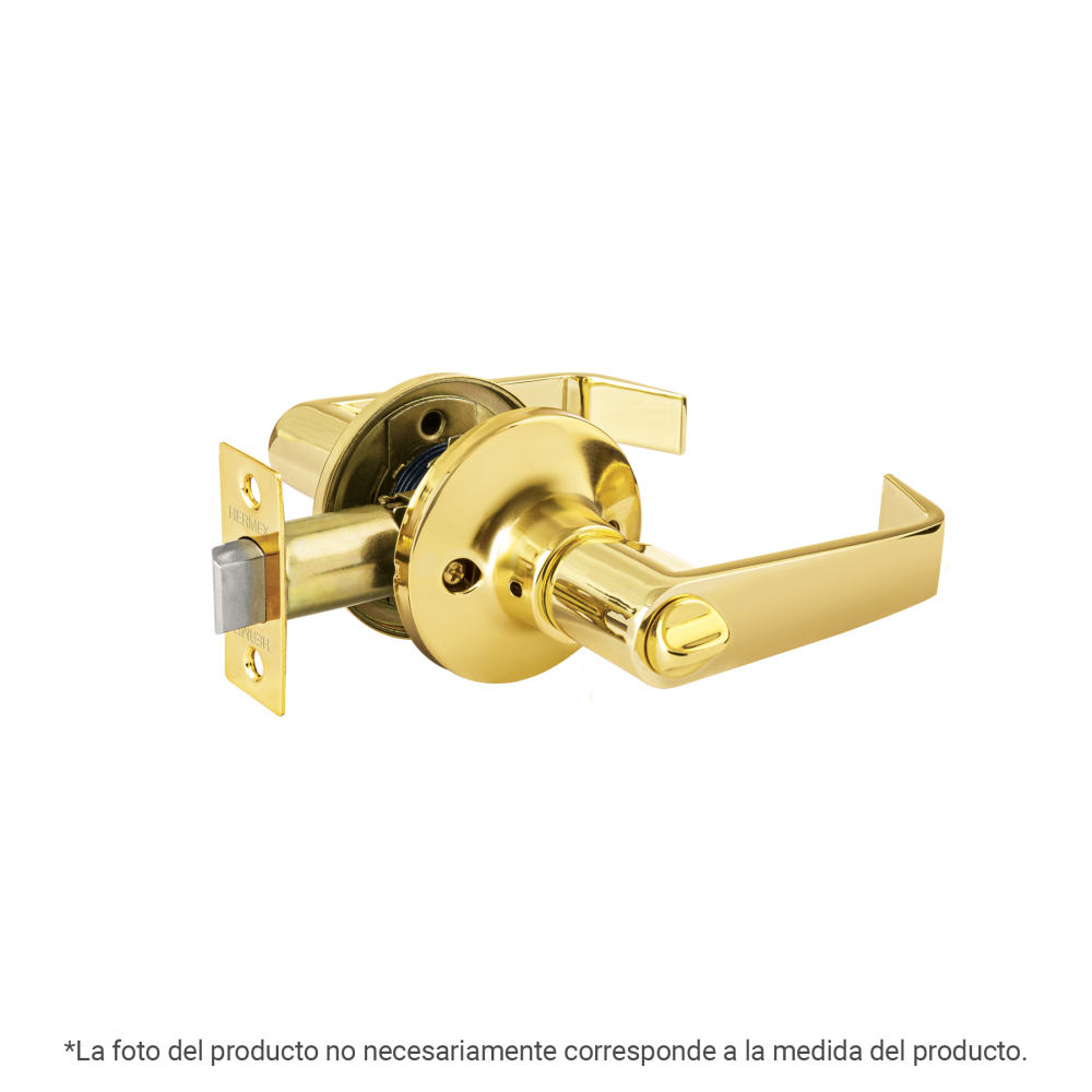 Cerradura manija 'Siena' p/recámara, latón brillante, HERMEX CEMA-11R