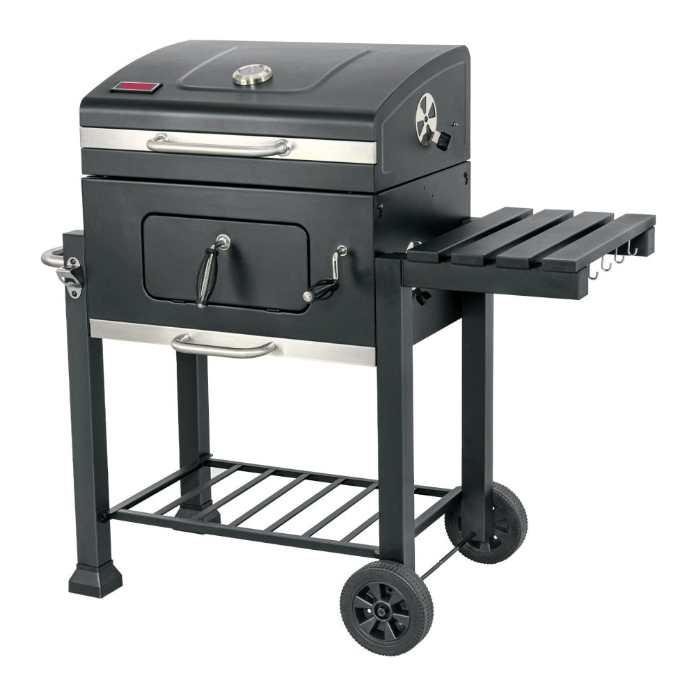 Asador de carbón de 24' con tapa, negro, FIERO ASCA-24