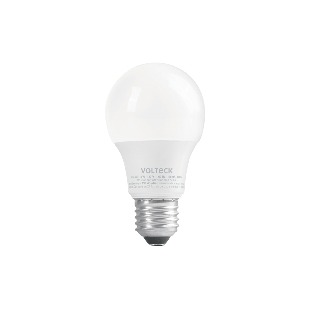 Foco LED 8W (60W) A19, con 3 tonos de luz, VOLTECK LED-603T