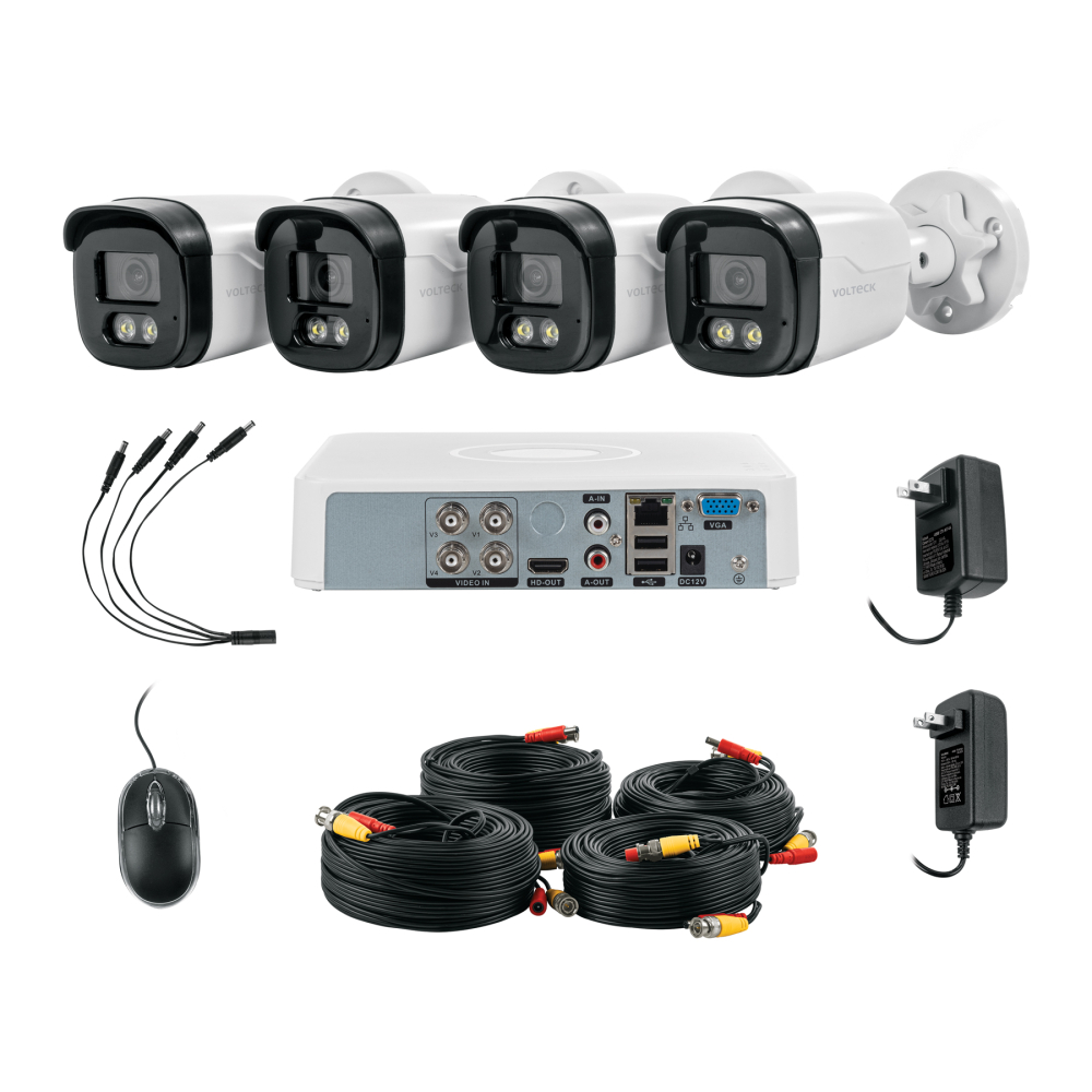 Kit video vigilancia, 4 canales, 4 cámaras, 5MP, Disco 1TB CTV-KIT-4A