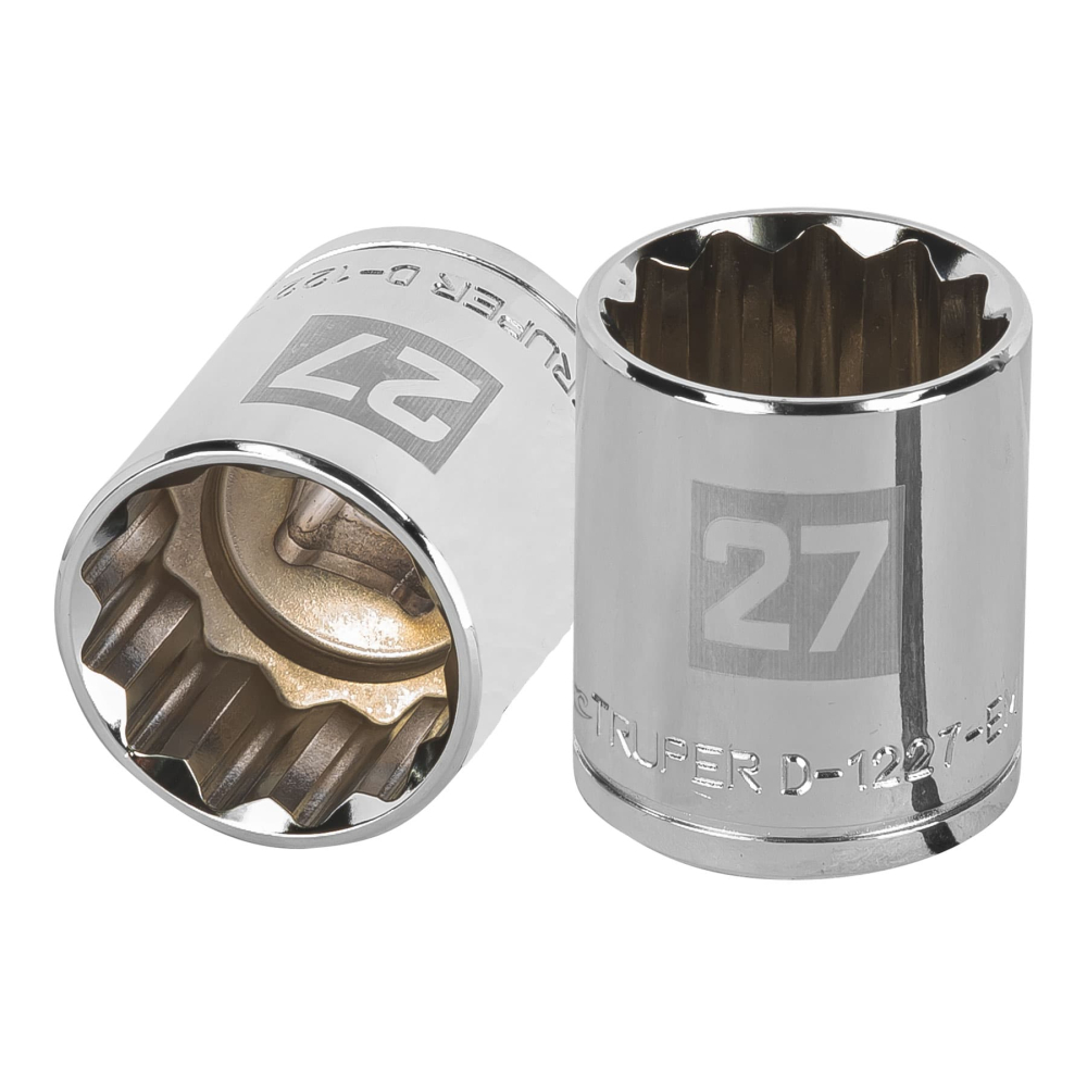Dado de 27 mm, 12 puntas, cuadro 1/2', TRUPER D-1227-EM