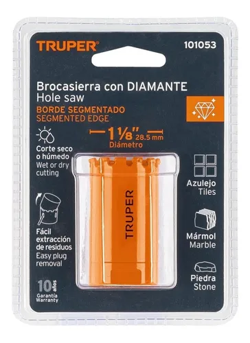 Brocasierra diamante 1-1/8' borde segmentado, TRUPER COSE-1-1/8