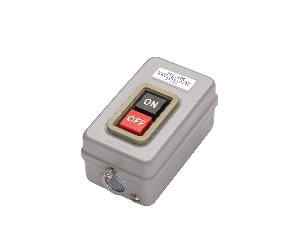 Interruptor de arranque tipo botonera 30A, metálico, VOLTECK IB-330