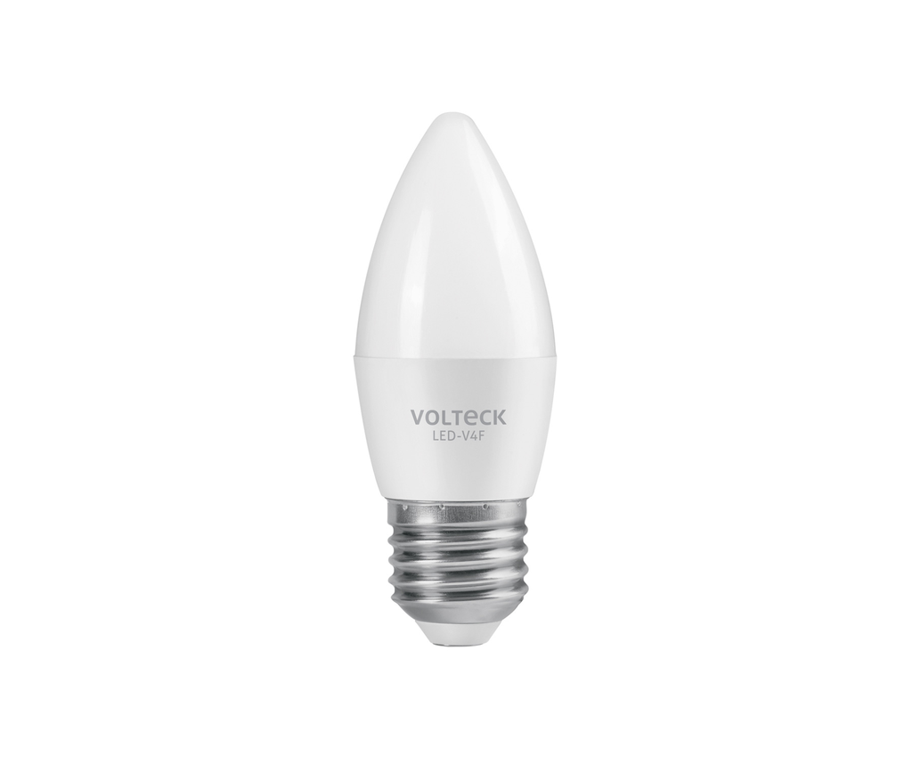 Foco LED tipo vela 4W (25W), luz blanca brillante 6500K, E27 LED-V4F
