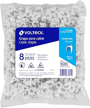 Bolsa con 100 grapas blancas de 8 mm para cable redondo GCU-8BC