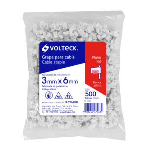 Bolsa con 100 grapas blancas de 9.5 mm para cable plano GPL-10BC