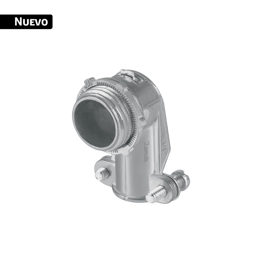 Conector curvo 3/8' para tubo flexible metálico, VOLTECK CTF-3/8C