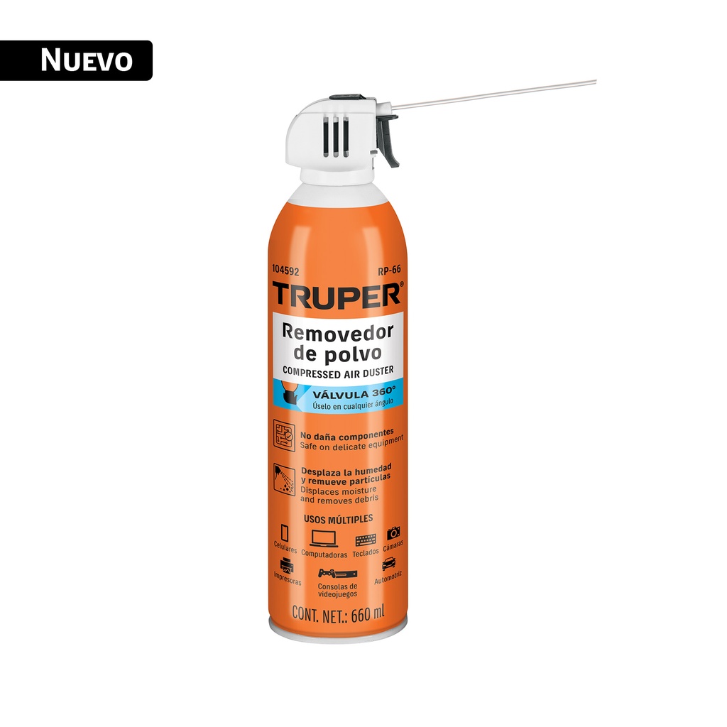 Removedor de polvo (aire comprimido) de 660 ml, TRUPER RP-66