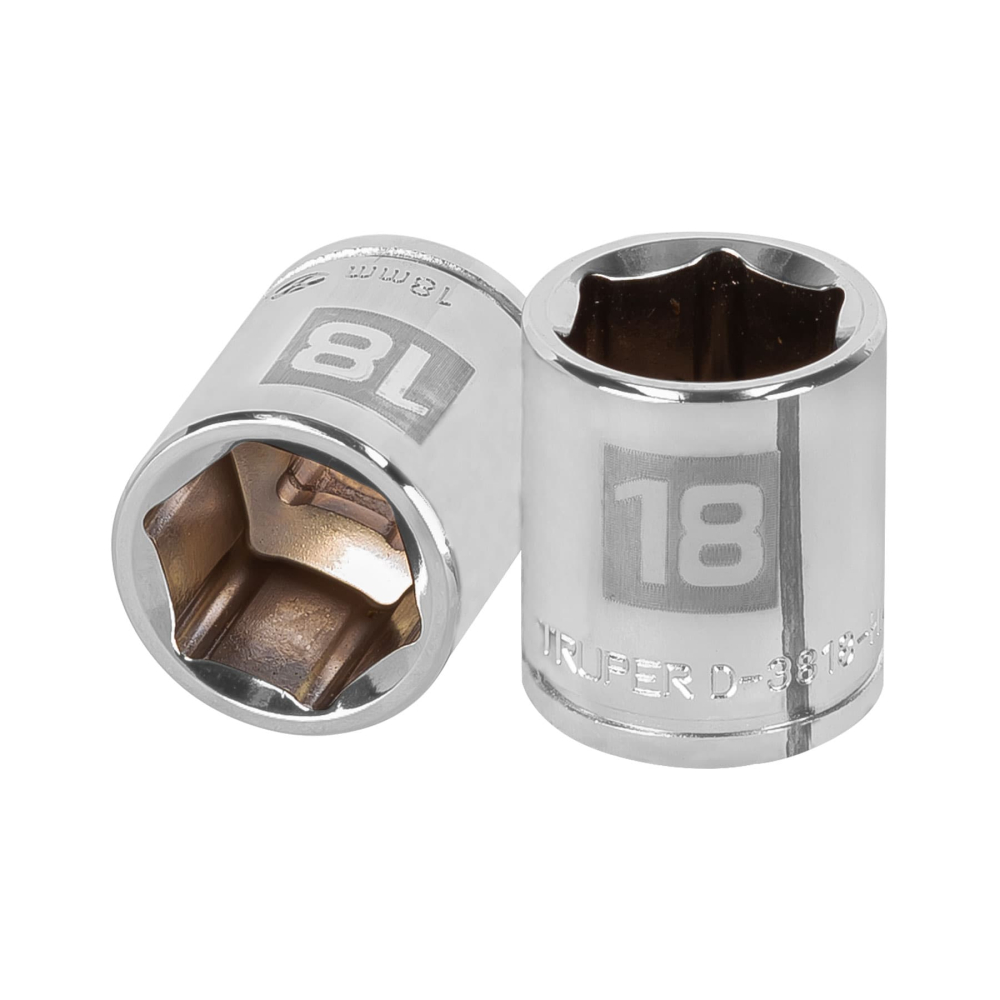 Dado de 18 mm, 6 puntas, cuadro 3/8', TRUPER D-3818-HM