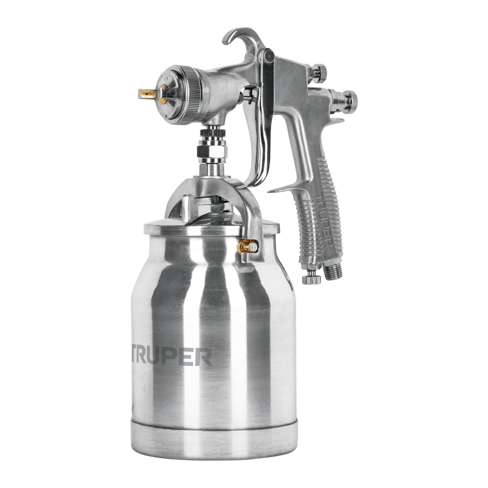 Pistola p/pintar succión HVLP vaso aluminio, 1.4 mm, TRUPER PIPI-330