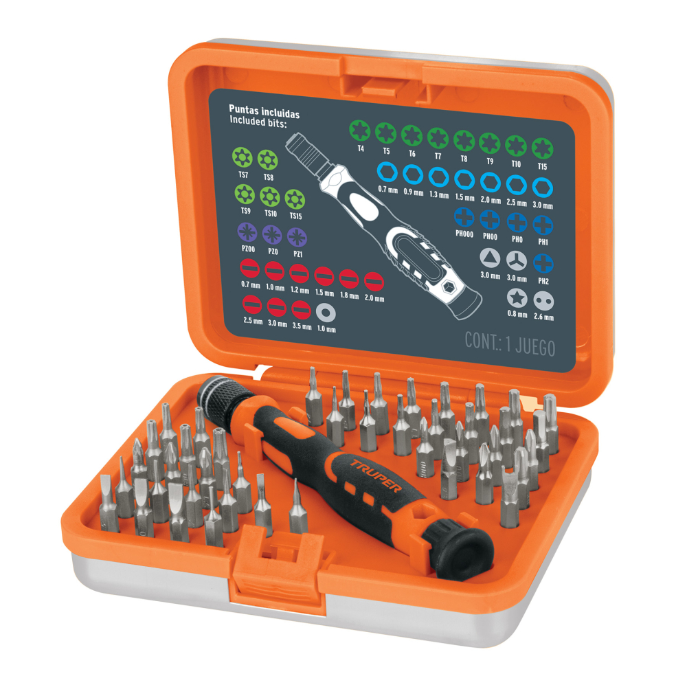 Desarmador de precisión con 42 puntas intercambiables JOY-43