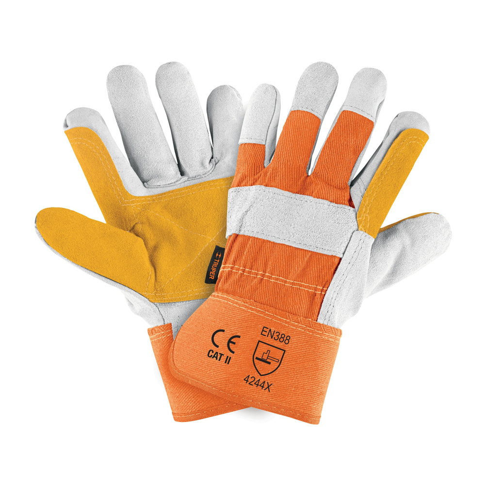 Guantes de carnaza y loneta, con refuerzo, unitalla, TRUPER GU-215
